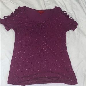 Purple bejeweled Jennifer Lopez short sleeve